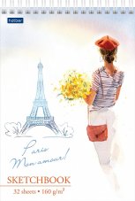 Блокнот SketchBook 32л А5ф 160г/кв.м без линовки запечат. оборот с пошаговыми эскизами твердая подло